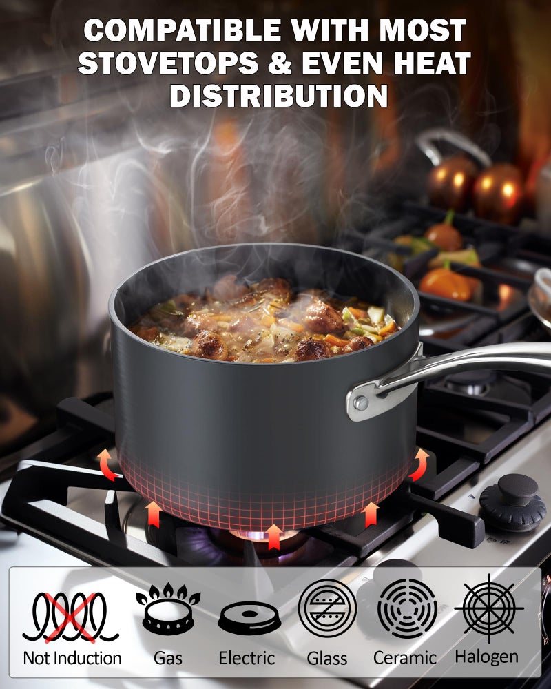 Cooks Standard 3-Quart Hard Anodized Nonstick Saucepan with Lid  Black NC-00342 - Image 3